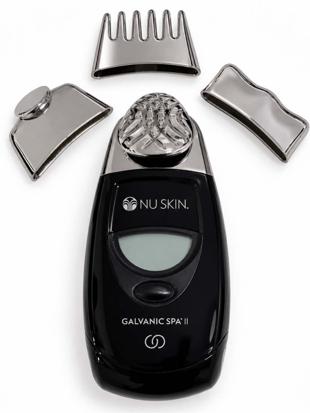 Nu Skin Galvanic Spa II Facial Beauty Device Black Silver w/ Attachments & Pouch